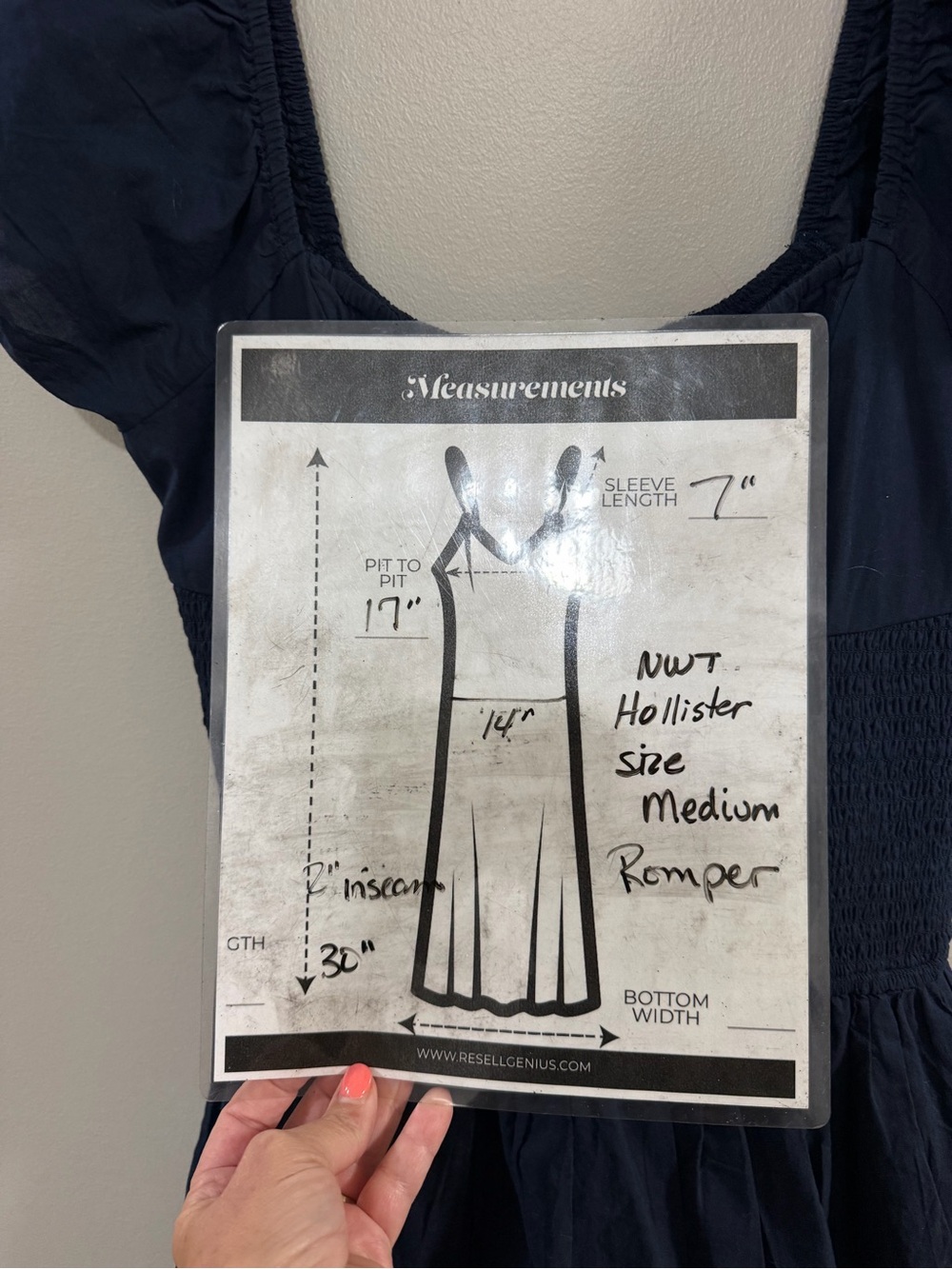 Hollister Sofia Drop Waist Navy Square-Neck Puff Sleeve Mini Skort Dress. Size M - Picture 11 of 11